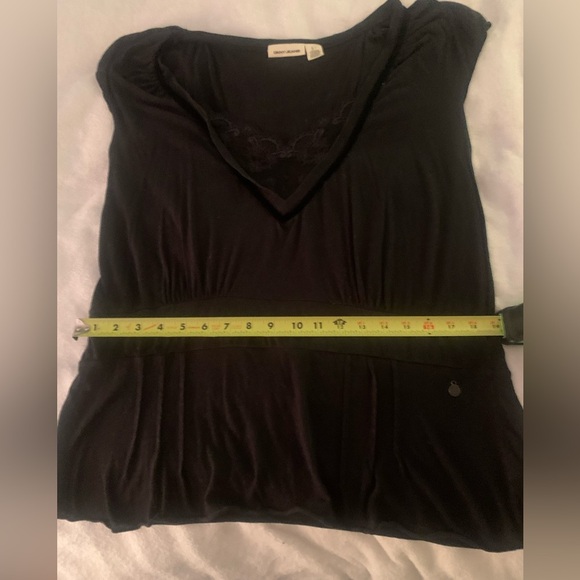 DKNY Black V-neck Top with Lace Trim - Picture 11 of 11